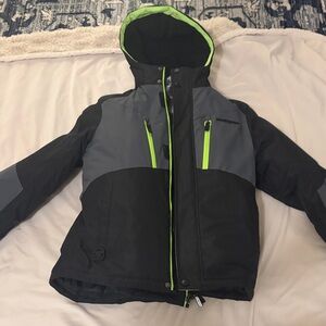 ZeroXposur Black and Gray Puffer Jacket with Neon Green Trim